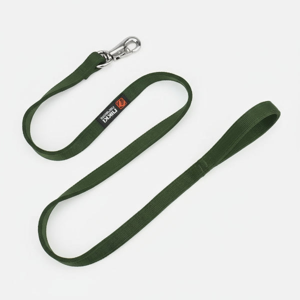 Laisse résistante pour chien Oscar et Plume en nylon vert avec mousqueton métallique solide