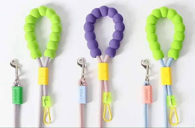 Laisse confortable pour chien Oscar et Plume avec poignée rembourrée colorée vert et violet