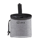 Sac friandises pour chien gris avec cordon de serrage et boucle de fixation pratique