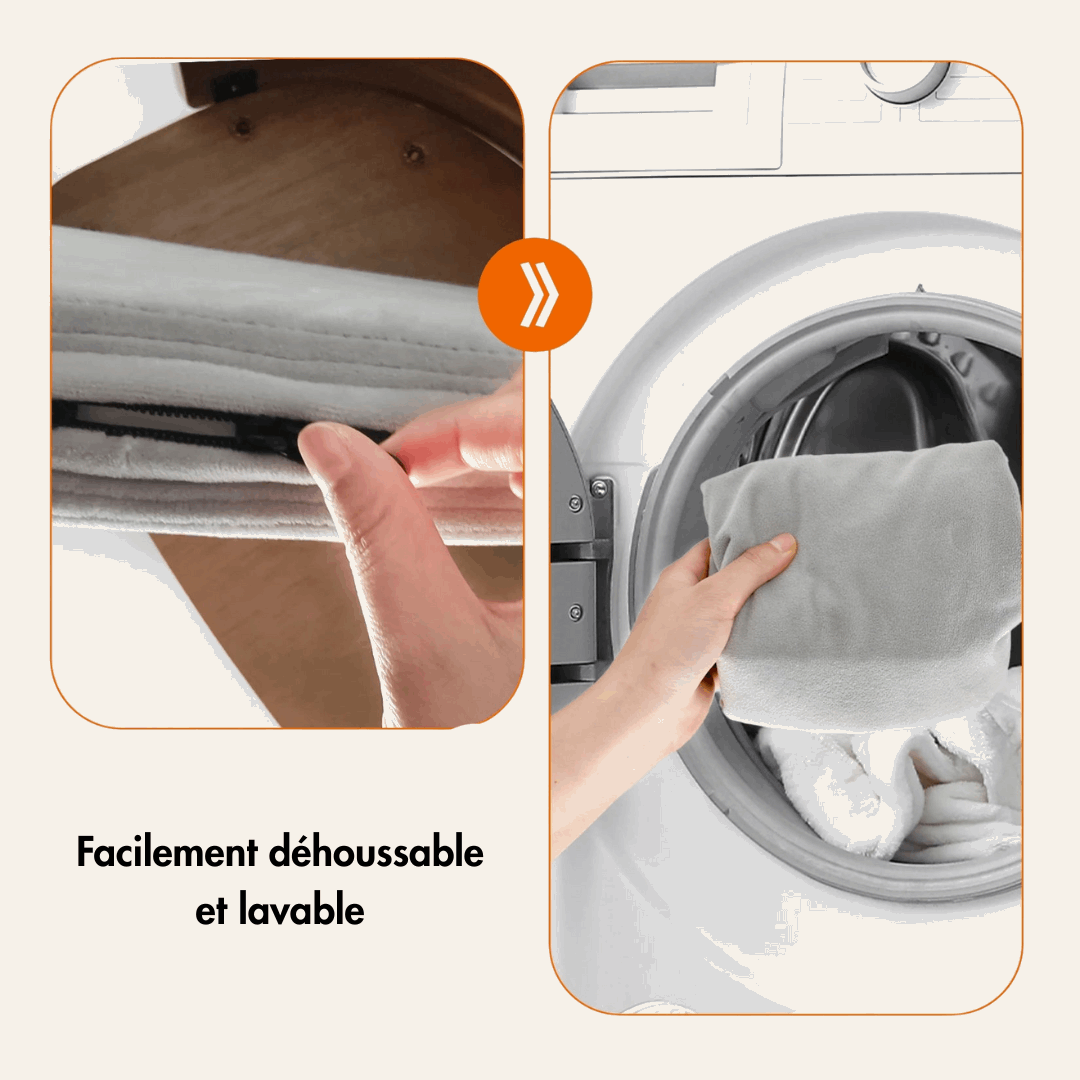 Lit canapé en bois pour chat avec housse facilement déhoussable et lavable en machine