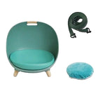 Lit multifonction pour chat Oscar et Plume en plastique vert avec coussin et harnais assorti