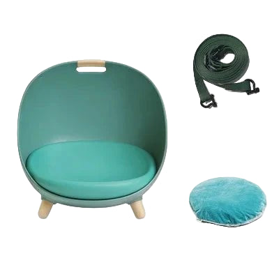 Lit multifonction pour chat Oscar et Plume en plastique vert avec coussin et harnais assorti