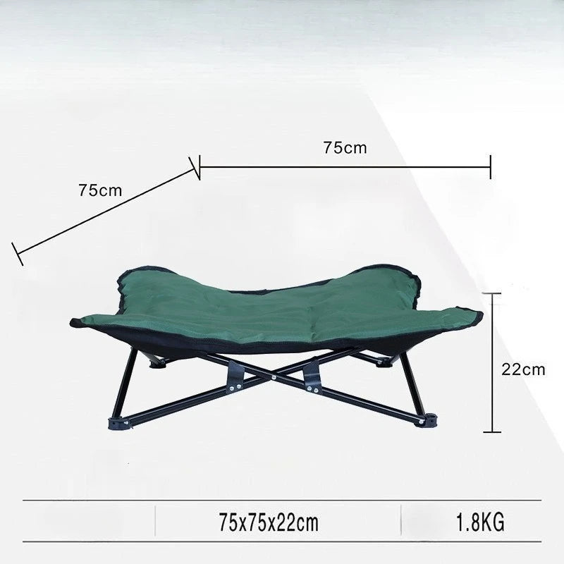 Lit pliable pour chien vert avec dimensions de 75x75x22cm, idéal pour le confort de votre animal