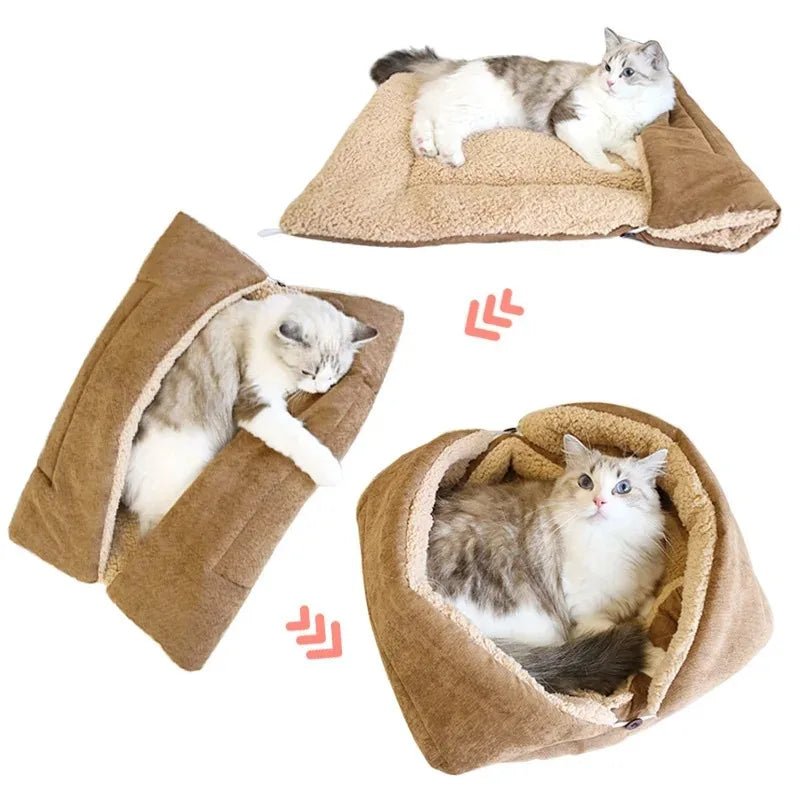 Lit polaire pour chat en brun, douillet et réversible pour un confort optimal des félins