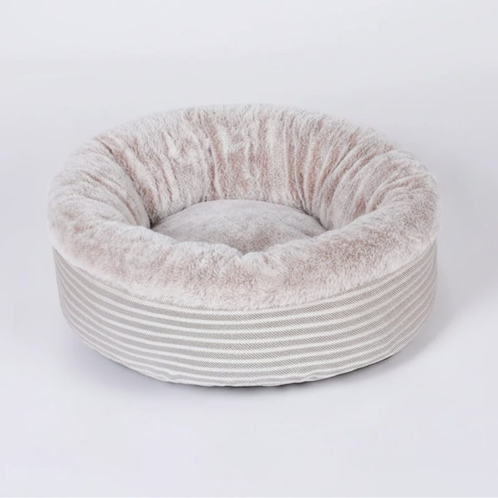 Lit pour chat doux et confortable avec un design rond en peluche et des bords surélevés