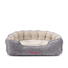 Lit pour chien très doux gris et beige avec bords rembourrés pour un confort optimal