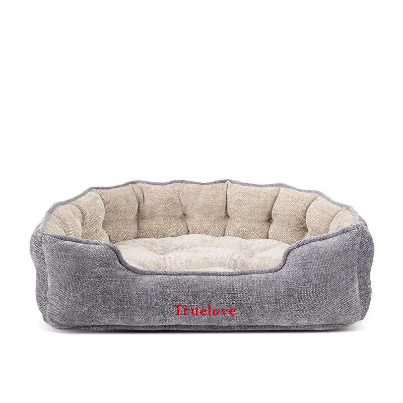 Lit pour chien très doux gris et beige avec bords rembourrés pour un confort optimal