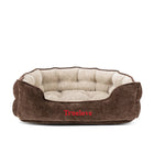 lit pour chien très doux en tissu marron et beige avec bords rembourrés pour un confort optimal