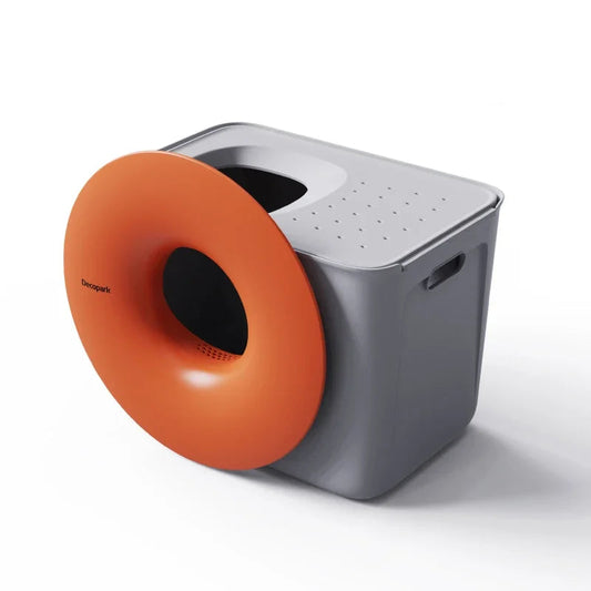 Litière design pour chat de Oscar et Plume avec un design élégant et une entrée circulaire pour un accès facile