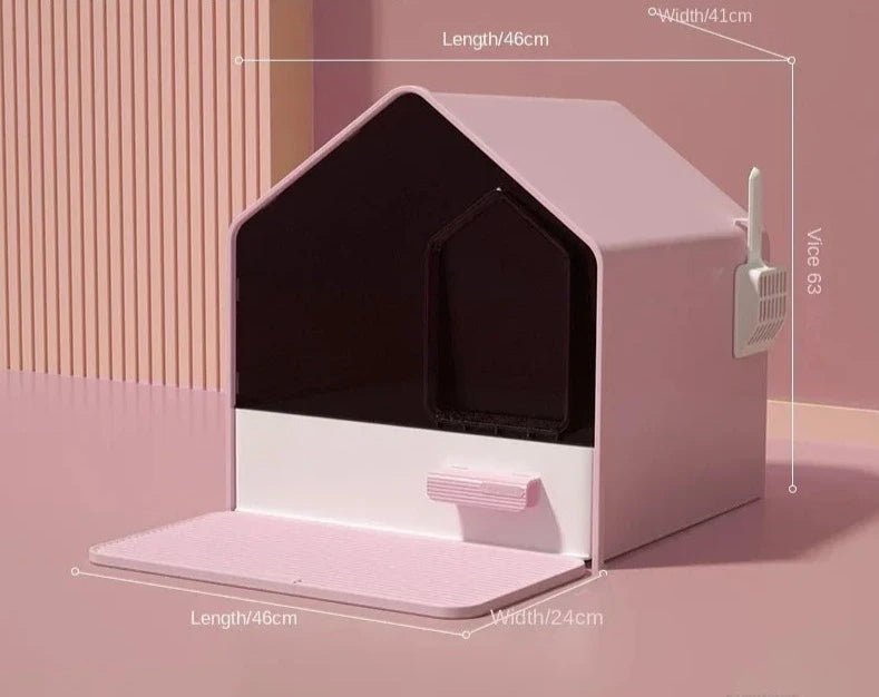 Litière maison design fermée Oscar et Plume Rose