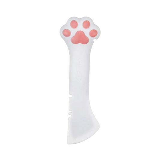 Cuillère en silicone chat chien blanche avec motif patte rose pour alimentation facile des animaux