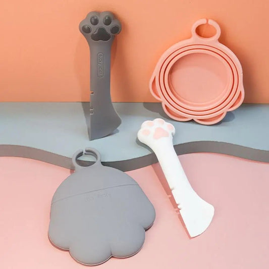 Cuillère en silicone chat chien avec poignée patte et accessoires pliables en silicone pour animaux
