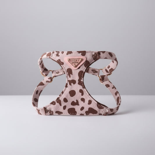 Harnais double crochet pour chien avec motif léopard et boucles réglables pour un confort optimal