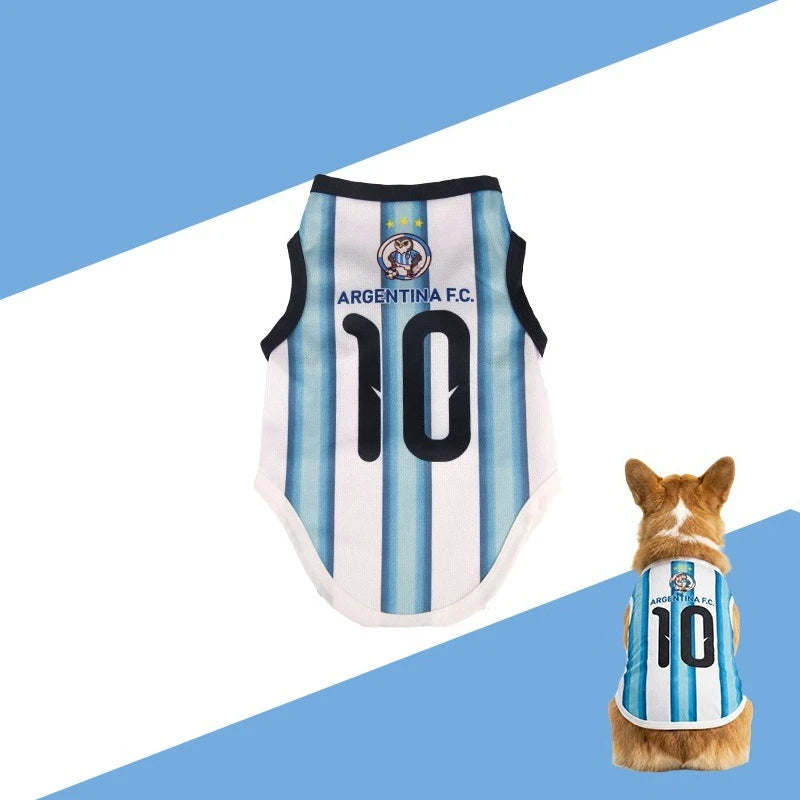 Maillot de football pour chien Argentina F.C. avec le numéro 10 pour les passionnés de sport canins