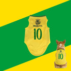 Maillot de football pour chien jaune avec le numéro 10 et logo du Brasil F.C.