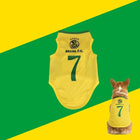 Maillot de football pour chien jaune avec le numéro 7 et le logo du Brésil F.C.