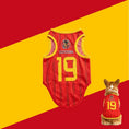 Load image into Gallery viewer, Maillot de football pour chien Espagne avec le numéro 19 pour animaux fans de sport
