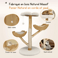 Charger l'image dans la visionneuse de la galerie, arbre à chat en bois massif Oscar et Plume avec paniers en osier coussins et poteaux recouverts de sisal naturel
