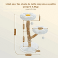Charger l'image dans la visionneuse de la galerie, arbre à chat en bois Oscar et Plume avec tronc naturel, 2 plateformes fleur en peluche, griffoir sisal, base ronde
