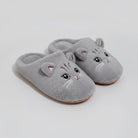Oscar et Plume chaussons chat pour adulte gris en peluche doublure chaude semelle antiderapante
