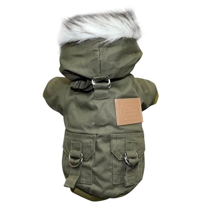 Manteau à capuche coupe-vent pour petit et moyen chien Oscar et Plume Kaki / XS