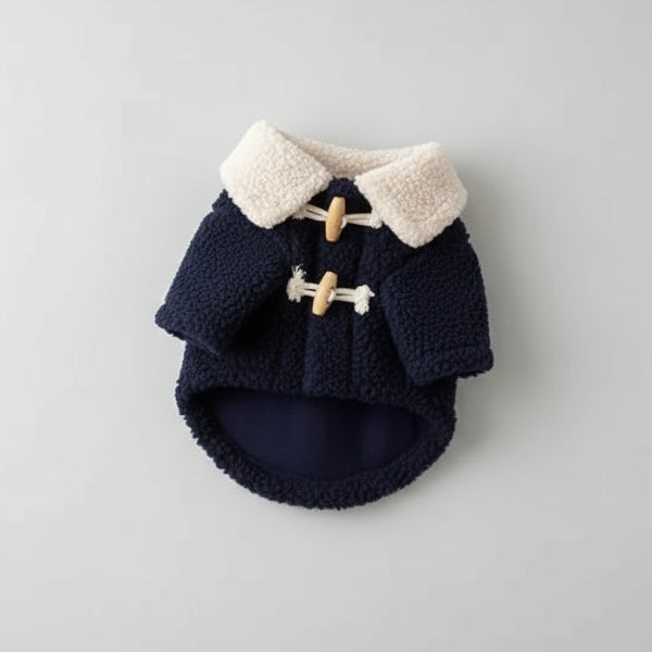 Manteau chaud pour petit chien en tissu bouclé avec col en fausse fourrure par Oscar et Plume