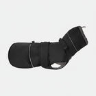 Manteau imperméable pour chien noir avec rembourrage et ceinture ajustable pour le confort