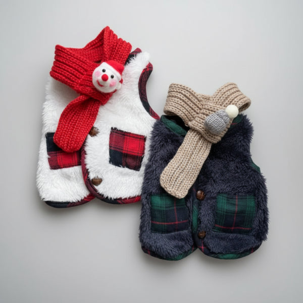 Manteau polaire chien Noël avec écharpe et bonnet pour garder votre animal au chaud pendant les fêtes