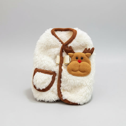 Manteau polaire chien Noël avec poche en forme de renne pour l'hiver