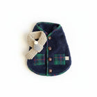 Manteau polaire chien Noël en bleu avec cols et poches en tartan