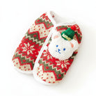 Manteau polaire chien Noël avec motif festif et ourson en peluche à l'avant