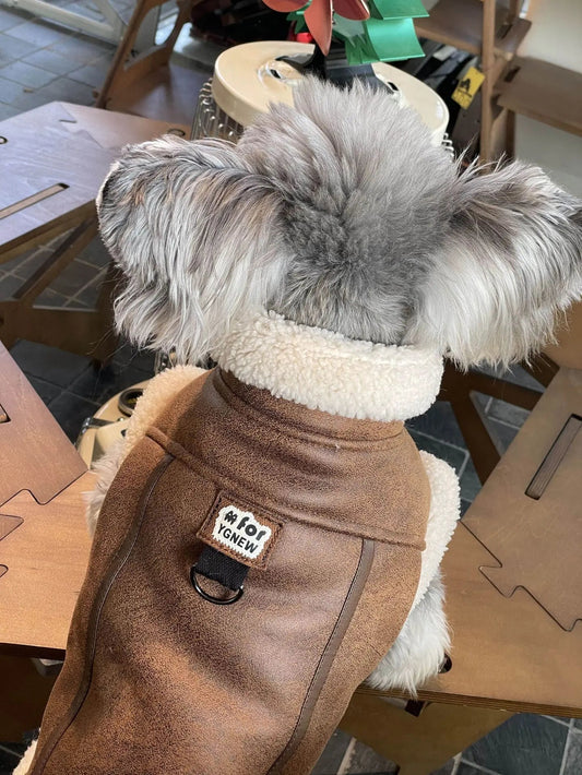 Manteau simili cuir et doublé fausse fourrure pour chien - Oscar et Plume