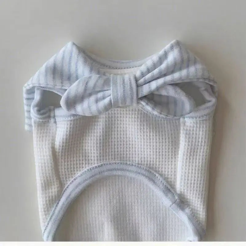 Marinière Pour Chien à rayures bleues et blanches avec nœud élégant pour petits animaux de compagnie