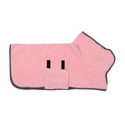 Peignoir de bain pour chien rose en tissu doux avec bordures grises de Oscar et Plume