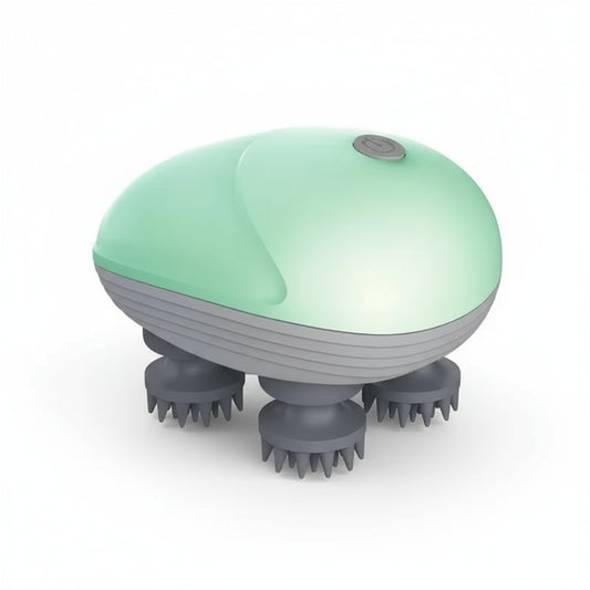 Masseur pour chien chat vert et gris à quatre têtes rotatives pour un massage apaisant