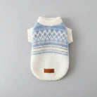 Pull chaud pour chien en laine avec motifs géométriques bleus et blancs, confortable et élégant