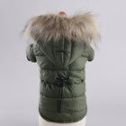 Doudoune imperméable chien verte avec capuche à fourrure pour protection contre la pluie et le froid