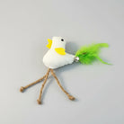 OISEAU interactif pour chat en tissu avec plumes vertes et grelot, idéal pour jouer et stimuler votre animal