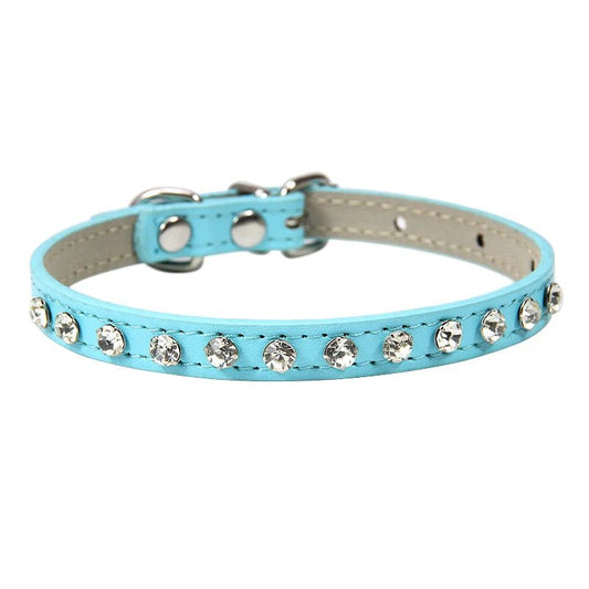 Collier avec Brillants pour petit chien et chat Oscar et Plume Bleu / XS