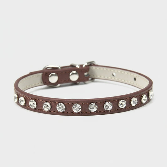 Collier avec Brillants pour petit chien et chat Oscar et Plume Marron / XS