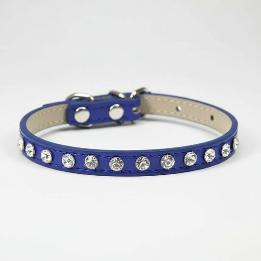 Collier avec Brillants pour petit chien et chat Oscar et Plume Bleu marine / XS
