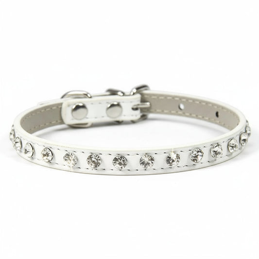 Collier avec Brillants pour petit chien et chat Oscar et Plume Blanc / XS