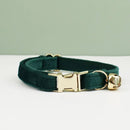 Collier en Velours avec Clochette personnalisable pour chat Oscar et Plume Vert foncé / L