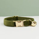 Collier en Velours avec Clochette personnalisable pour chat Oscar et Plume Vert kaki / S