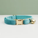 Collier en Velours avec Clochette personnalisable pour chat Oscar et Plume Bleu turquoise / L