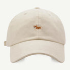 Casquette en coton brodée Corgi Oscar et Plume Crème