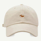 Casquette en coton brodée Corgi Oscar et Plume Crème