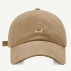 Casquette en coton brodée Corgi Oscar et Plume Camel