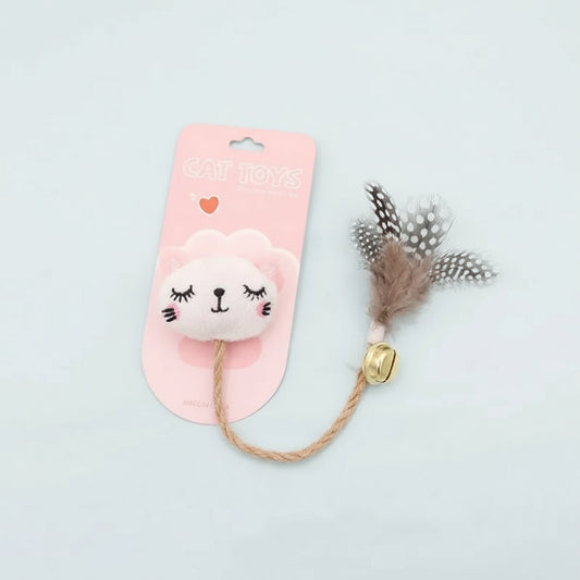 Jouet avec plume et clochette pour chat Oscar et Plume Chat blanc