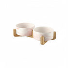 Gamelle Céramique marbre Oscar et Plume Rose (double) / 400 ml